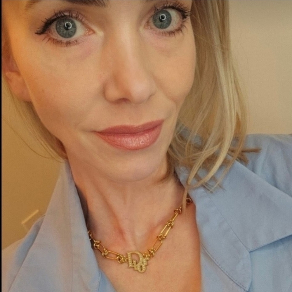 Re-Imagined DIOR Pendant On 316L Stainless Steel Gold-Tone Knot Chain